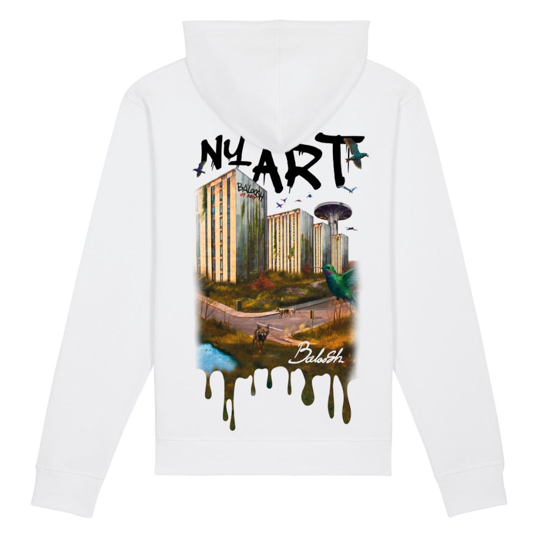 NY ART Hoodie Hvid